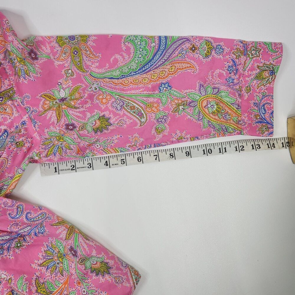 Lauren Ralph Lauren Cotton Pink Paisley Button-Down Blouse Barbie Core XL - Picture 9 of 9